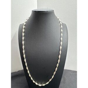 Sterling Silver 925 Flat Braided Herringbone Twisted Rope Chain Necklace 24"